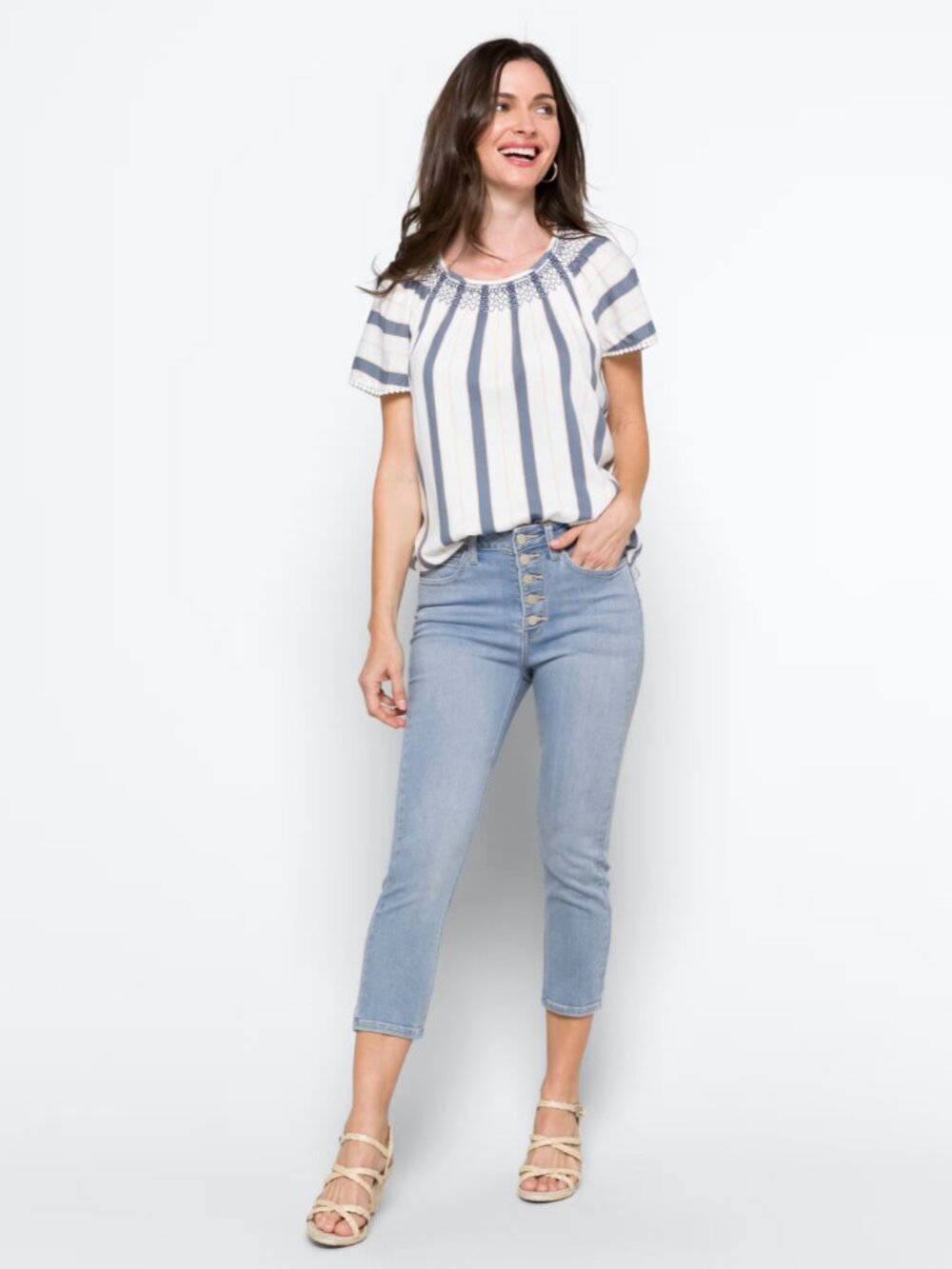 Just USA Lola High Rise Button Up Skinny Jean Capri Size 30/10
